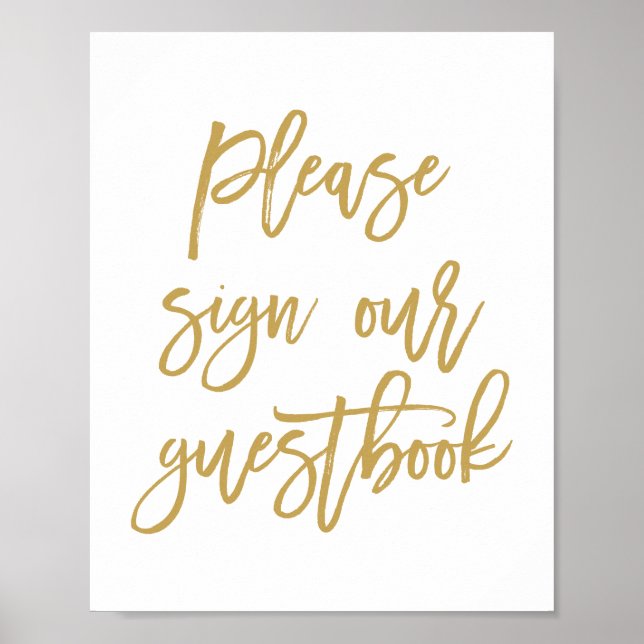 Poster Chic Hand - Letra Guestbook Dourado (Frente)