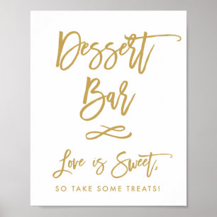 Póster Chic Hand Lettered Gold Dessert Bar