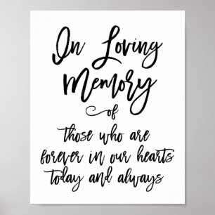 Poster Chic Hand Lettered In Loving Memory Sign