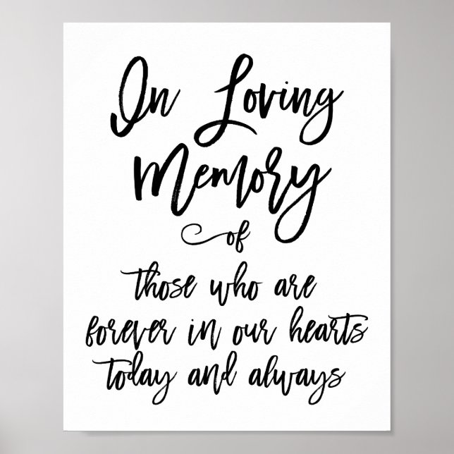 Poster Chic Hand Lettered In Loving Memory Sign (Frente)