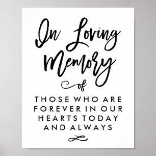 Póster Chic Hand Lettered In Loving Memory Sign
