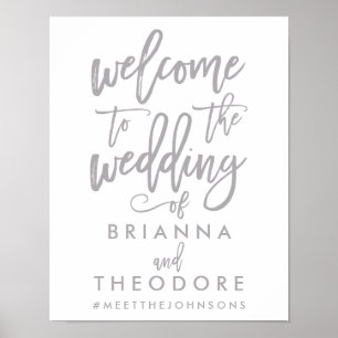 Poster Chic Hand Lettered Silver Weding Sign