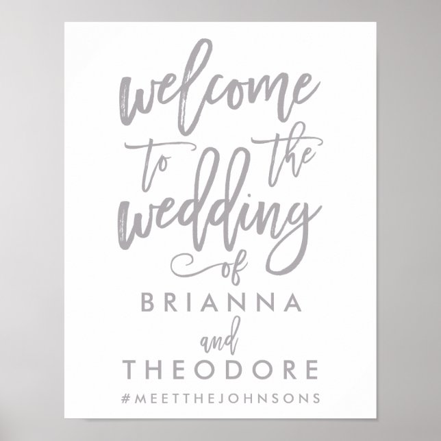 Poster Chic Hand Lettered Silver Weding Sign (Frente)