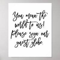 Chic Hand Lettered Weding Sign Our Guest Globe
