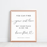Poster Chic Heart Script Funny Dance Floor Sinal de Casam<br><div class="desc">Encoraje seus hóspedes a se divertir no baile com este moderno e elegante cartaz,  que contém um roteiro cardíaco e seu texto personalizado. Adicione facilmente seus próprios detalhes clicando na opção "personalizar".</div>