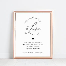 Poster Chic Heart Script Generations of Love Wedding Sign