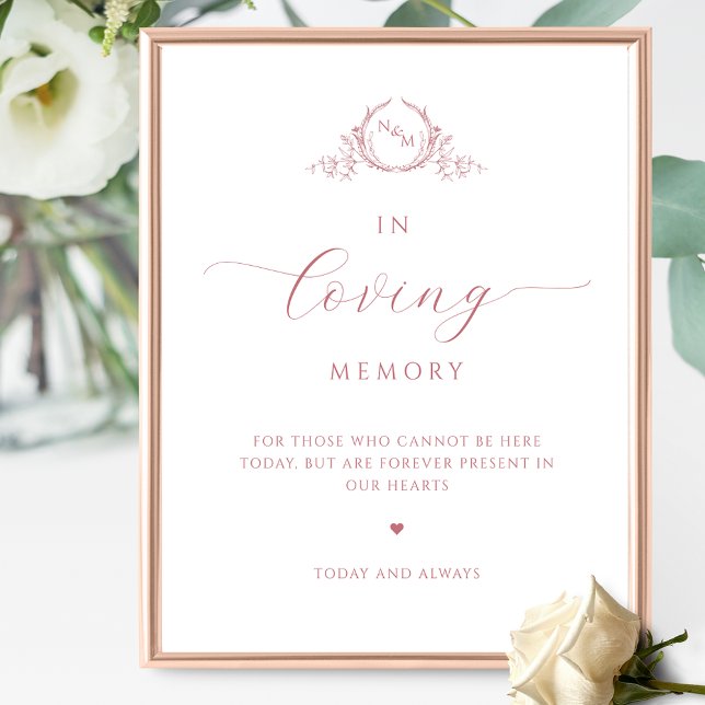 Poster Chic In loving Memory, Monogramed Blush Pink Sinal (Criador carregado)