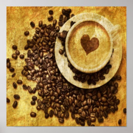 Póster Chic Java cappucccino Café Beans Café Lover