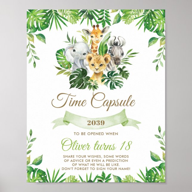 Poster Chic Jungle Animal Greenerase Time Sinal de Cápsul (Frente)