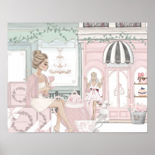 Poster Chic Ladery French Bakery Tea Compra Watercolor