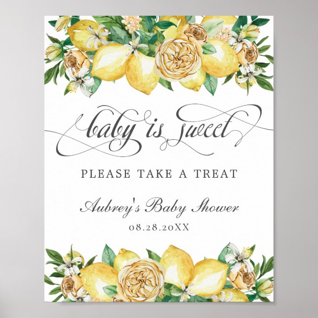 Poster Chic Lemon Floral Baby é o doce Chá (Frente)
