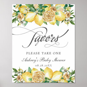 Poster Chic Lemon Floral Favorece Chá de panela