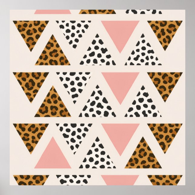 Poster Chic Leopard & Pink Triangle Pattern (Frente)