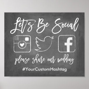 Poster Chic - Letra Hashtag Chalkboard de Casamento Malta