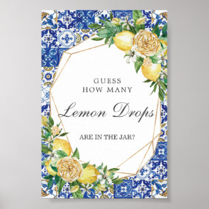 Poster Chic Limão Floral Adivinhe Gotinhas de Limão no Jo