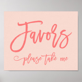 Poster Chic Mão - Letra Casamento Favoritos Sinal Coral