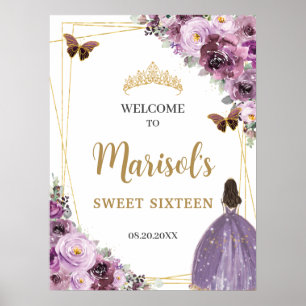 Poster Chic Mauve Plum Purple Floral Tiara Sweet Dezessei