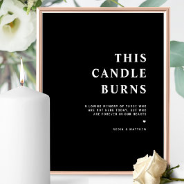 Poster Chic, Minimal This Candle Burns Black Wedding Sign