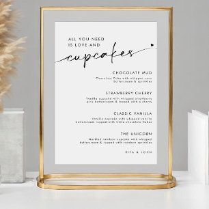 Poster Chic Modern Dessert Cupcake Menu Sinal de Casament