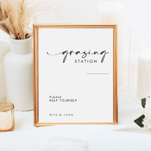 Poster Chic Modern Grazing Station Mesa Sinal de Casament