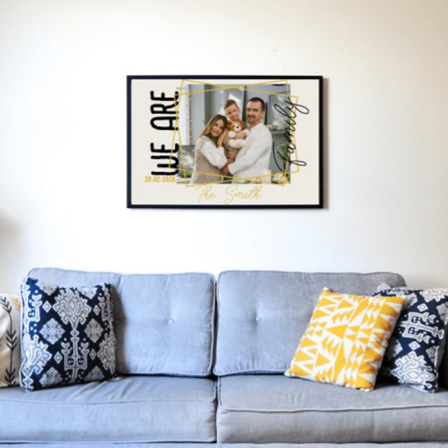 Poster Chic Monogrammed Modern Somos uma família Foto (Criador carregado)