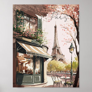 Poster Chic Parisiense Cafe Eiffel Tower Paris Compro Fra