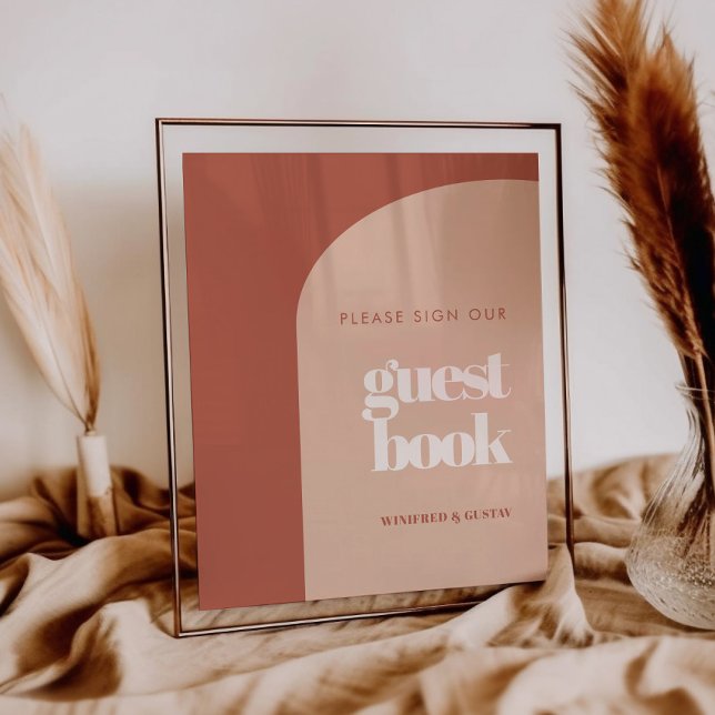 Poster Chic Peach Sinal do nosso livro convidado (Criador carregado)