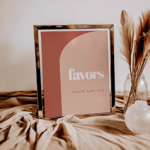 Poster Chic peach terracotta arch casamento: sinal de Fav