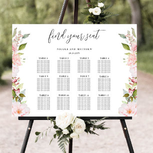Poster Chic Pink Blush, Gráfico de Assentos de Casamento
