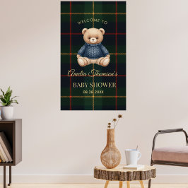 Poster Chic Preppy Teddy Bear Baby Shower 