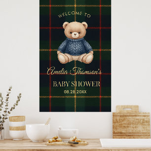 Poster Chic Preppy Teddy Bear Baby Shower