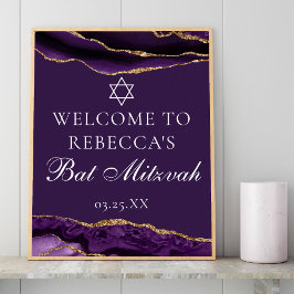 Poster Chic Purple Dourada Bat Mitzvah é bem-vindo