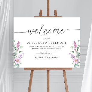 Poster Chic Purple, Mauve Floral Unplugged Ceremony Sinal