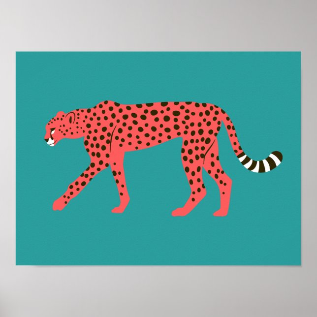 Poster Chic Red Cheetah Eastern Blue (Frente)