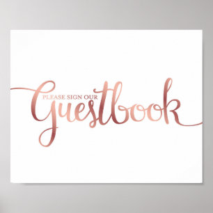 Poster Chic Rosa Dourado SINAL NOSSO Sinal GUESTBOOK Impr