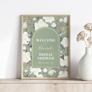 Poster Chic Sage Green Chinoiserie Chá de panela Bem-vind