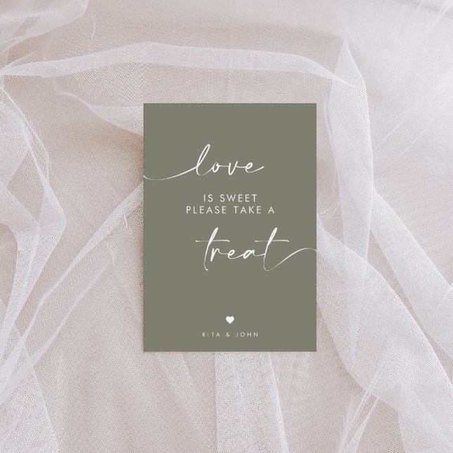 Poster Chic Sage Green Love is Sweet Candy Weding Sign (Criador carregado)