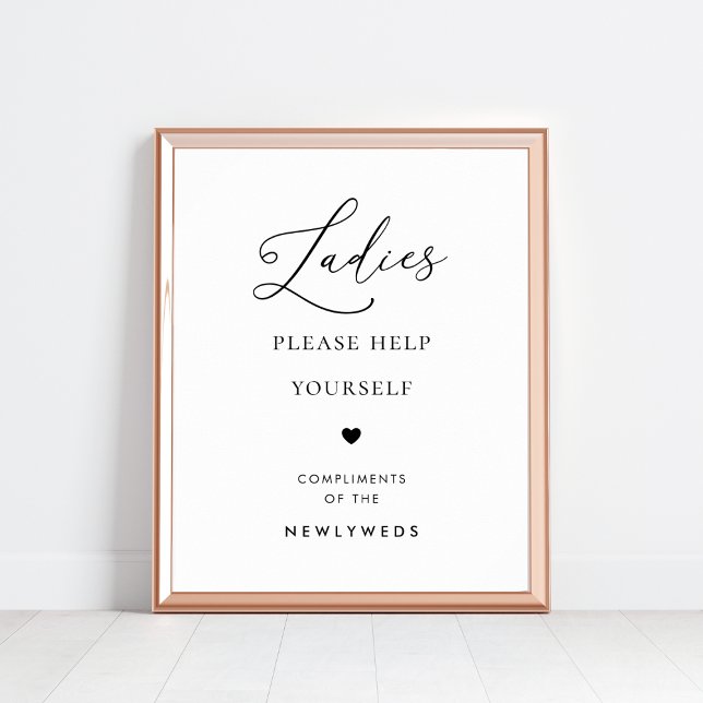 Poster Chic Script Ladies Bathroom Basket Wedding Sign (Criador carregado)