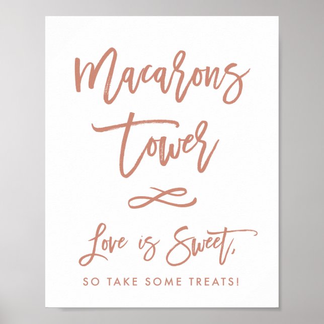 Poster Chic - Símbolo de Macarons de Casamento de Rosa co (Frente)