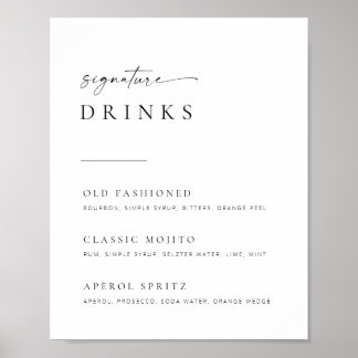 Poster Chic + Sinal Simples de Dringas de Assinatura de C