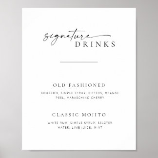 Poster Chic + Sinal Simples de Dringas de Assinatura de C