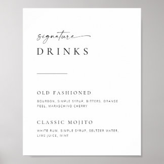 Poster Chic + Sinal Simples de Dringas de Assinatura de C
