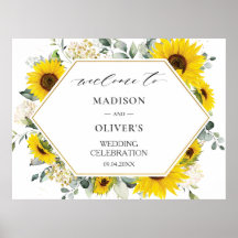Chic Sunflower Floral Weding Sinal de Boas-Vindas