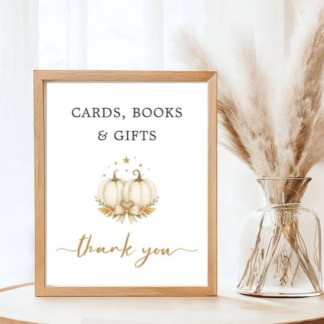 Poster Chic Twin Pumpkind Baby Shower Card Book Gift (Criador carregado)