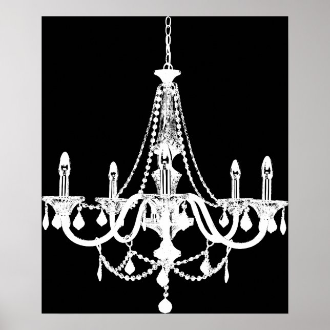 Póster Chic White e Black Chandelier (Frente)