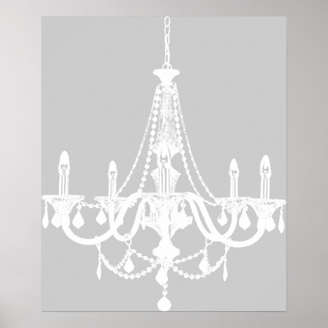 Póster Chic White e Cinza Chandelier (Frente)