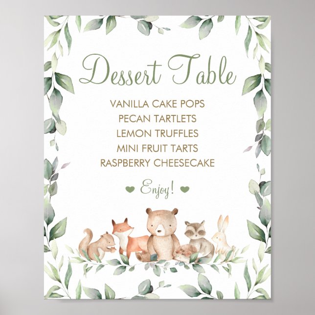 Poster Chic Woodland Animal Greenerescer Dessert Mesa Men (Frente)