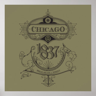 Póster Chicago 1837 Vintage