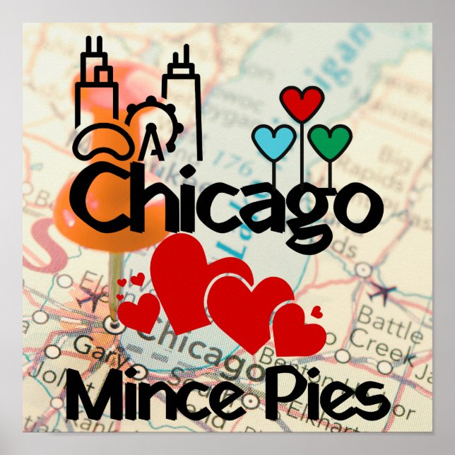 Poster Chicago ama Mince Pies Cityscape (Frente)