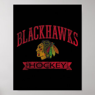 Poster Chicago Blackhawks Vintage Hockey Branco Licenciad